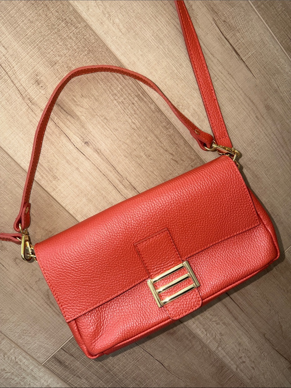 Divina Firenze Italy pebble leather Orange crossbody/purse/bag